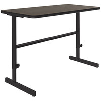 Correll 24" x 48" Walnut Thermal-Fused Laminate Top 34" - 42" Adjustable Standing Height Work Station