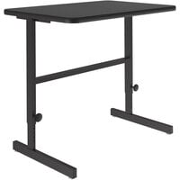 Correll 24" x 36" Black Granite Thermal-Fused Laminate Top 34" - 42" Adjustable Standing Height Work Station