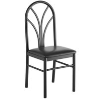 Lancaster Table & Seating Spoke Back Chair with Black Vinyl Seat - Assembled