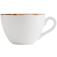 Fortessa Basics Salt TechnoCeram 10 oz. Bright White China Cappuccino Cup with Earth Hue Rim - 24/Case