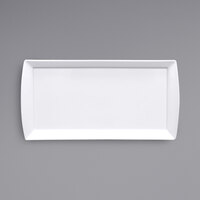Fortessa Fortaluxe Tavola 11 3/4" x 5 3/4" Bright White Rectangular Porcelain Tray with Handles - 12/Case