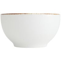 Fortessa Basics Salt TechnoCeram 24 oz. Bright White China Oggetti Rice Bowl with Earth Hue Rim - 12/Case