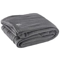Oxford Charcoal Gray 100% Polyester Fleece Hotel Blanket - 4/Case