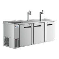 Avantco UDD-4-CT-S-6 Stainless Steel Kegerator / Beer Dispenser with (2) Triple Tap Tower and Club Top - (4) 1/2 Keg Capacity