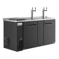 Avantco UDD-3-CT Black Kegerator / Beer Dispenser with (2) Double Tap Tower and Club Top - (3) 1/2 Keg Capacity