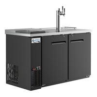 Avantco UDD-2-CT-3 Black Kegerator / Beer Dispenser with Triple Tap Tower and Club Top - (2) 1/2 Keg Capacity
