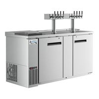 Avantco UDD-3-CT-S-8 Stainless Steel Kegerator / Beer Dispenser with (2) Quadruple Tap Tower and Club Top - (3) 1/2 Keg Capacity