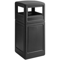 Lavex 42 Gallon Square Black Waste Container and Dome Lid Set