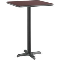 Lancaster Table & Seating 30" x 30" Reversible Cherry / Black Laminated Bar Height Table Top and Base Kit with 22" Plate