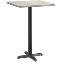 Lancaster Table & Seating 30" x 30" Reversible White / Slate Gray Laminated Bar Height Table Top and Base Kit with 22" Plate