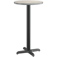 Lancaster Table & Seating 24" Round Reversible White / Slate Gray Laminated Bar Height Table Top and Base Kit with 22" Plate