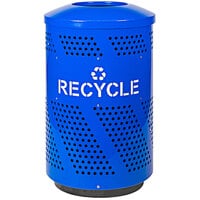 Ex-Cell Kaiser Arena 51 Series ARENA-51 R 51 Gallon Blue Steel Customizable Outdoor Recycling Receptacle with Dome Top