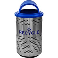 Ex-Cell Kaiser Arena 51 Series ARENA-X51 R SS/RBL 51 Gallon Stainless Steel Customizable Outdoor Recycling Receptacle with Hooded Rain Top