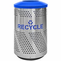 Ex-Cell Kaiser Arena 51 Series ARENA-51 R SS/RBL 51 Gallon Stainless Steel Customizable Outdoor Recycling Receptacle with Dome Top