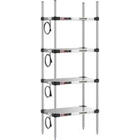 Metro Super Erecta 14" x 24" Stainless Steel 4-Shelf Heated Stainless Steel Takeout Station with 63" Chrome Posts