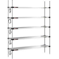 Metro Super Erecta 14" x 60" Stainless Steel 5-Shelf Heated Stainless Steel Takeout Station with 74" Chrome Posts