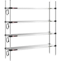 Metro Super Erecta 14" x 60" Stainless Steel 4-Shelf Heated Stainless Steel Takeout Station with 63" Chrome Posts