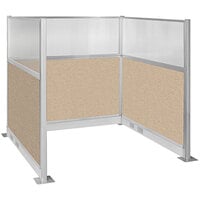 Versare Hush Panel 6' x 6' Beige U-Shape Cubicle with Window and Electric Channel