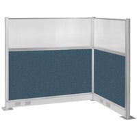 Versare Hush Panel 6' x 4' Caribbean L-Shape Cubicle with Window and Electric Channel