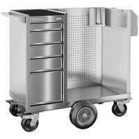Champion Tool Storage FM Pro 15" x 20" Stainless Steel 5-Drawer Cabinet with 41" Sanitation Cart FMPS1505LMCS