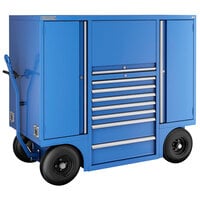 Champion Tool Storage Flight Line Series 72" x 36" Blue 7-Drawer Mobile Workshop with 2 Lockers and Hutch FMX2PC-BL