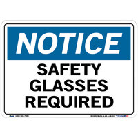 Vestil 10 1/2" x 7 1/2" "Notice / Safety Glasses Required" Vinyl Label / Decal Sign SI-N-49-A-LB-011