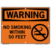 Vestil 12 1/2" x 9 1/2" "Warning / No Smoking Within 50 Feet" Polystyrene Sign SI-W-39-B-PS-040