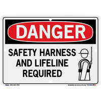 Vestil 10 1/2" x 7 1/2" "Danger / Safety Harness and Lifeline Required" Polystyrene Sign SI-D-55-A-PS-040