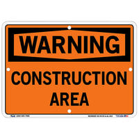 Vestil 10 1/2" x 7 1/2" "Warning / Construction Area" Aluminum Sign SI-W-05-A-AL-063