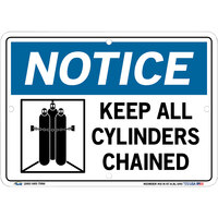 Vestil 10 1/2" x 7 1/2" "Notice / Keep All Cylinders Chained" Aluminum Sign SI-N-47-A-AL-040