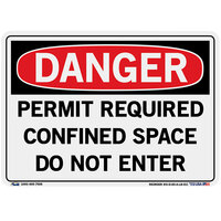 Vestil 10 1/2" x 7 1/2" "Danger / Permit Required / Confined Space / Do Not Enter" Vinyl Label / Decal Sign SI-D-60-A-LB-011