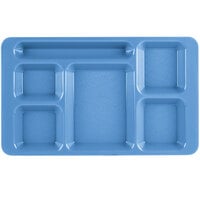 Cambro 1596CW168 Camwear (2 x 2) 9" x 15" Ambidextrous Heavy-Duty Polycarbonate NSF Blue 6 Compartment Serving Tray - 24/Case