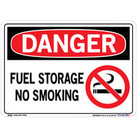 Vestil 10 1/2" x 7 1/2" "Danger / Fuel Storage / No Smoking" Vinyl Label / Decal Sign SI-D-17-A-LB-011