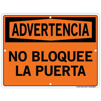 Vestil 12 1/2" x 9 1/2" "Advertencia / No Bloquee La Puerta" Polystyrene Sign SI-W-10-B-PS-040-S