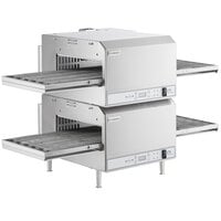 Lincoln 2500-4/1346 50" Double-Stacked Quiet Digital Countertop Impinger Electric Conveyor Oven with Push-Button Controls - 208-240V, 6 kW