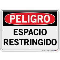 Vestil 10 1/2" x 7 1/2" "Peligro / Espacio Restringido" Vinyl Label / Decal Sign SI-D-59-A-LB-011-S