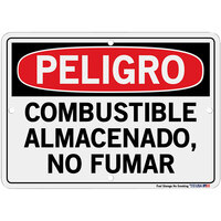 Vestil 10 1/2" x 7 1/2" "Peligro / Combustible Almacenado / No Fumar" Aluminum Composite Sign SI-D-17-A-AC-130-S