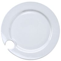 CAC COL-P8 Bright White 9" China Round Party Plate with Stemware Hole - 24/Case