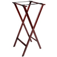 Lancaster Table & Seating 18 1/2" x 16 1/4" x 38" Folding Wood Tray Stand Mahogany