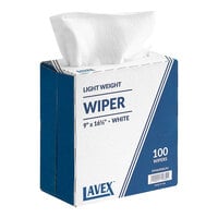 Lavex 9" x 16 1/2" White Light Weight Industrial Wiper with Pop-Up Box - 900/Case