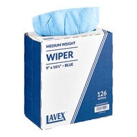 Lavex 9" x 16 1/2" Blue Medium Weight Industrial Wiper with Pop-Up Box - 126/Box