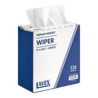 Lavex 9" x 16 1/2" White Medium Weight Industrial Wiper with Pop-Up Box - 126/Box