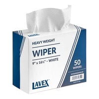 Lavex 9" x 16 1/2" White Heavy Weight Industrial Wiper with Pop-Up Box - 400/Case