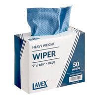Lavex 9" x 16 1/2" Blue Heavy Weight Industrial Wiper with Pop-Up Box - 400/Case