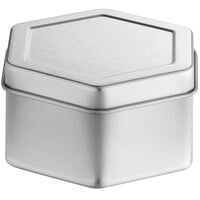 2 15/16" x 1 9/16" Silver Hexagon-Shaped Tin with Slip Cover - 840/Case