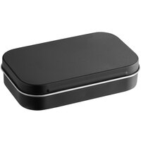 3 11/16 inch x 2 1/4 inch x 13/16 inch Black Rectangular Tin with Hinged Lid - 200/Case