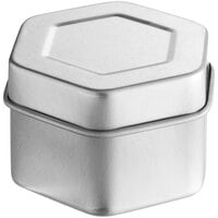 1 7/8" x 1 3/8" Silver Hexagon-Shaped Tin with Slip Cover - 1680/Case