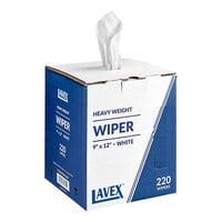 Lavex 9" x 12" White Heavy Weight Industrial Wiper with Center Pull Pop-Up Box - 1760/Case
