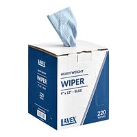 Lavex 9" x 12" Blue Heavy Weight Industrial Wiper with Center Pull Pop-Up Box - 220/Box