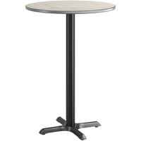 Lancaster Table & Seating 30" Reversible Gray / White Laminated Bar Height Table Top and Base Kit with 22" x 22" Base